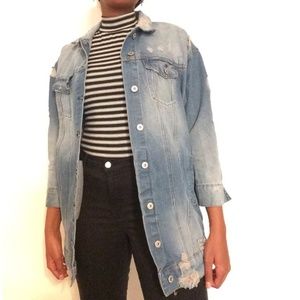 Distressed denim jacket